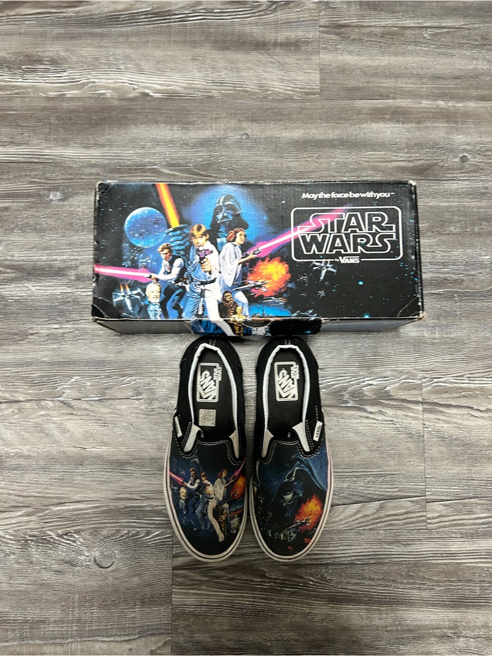 Vans Star Wars Slip-On Shoes in Black with Galaxy Print